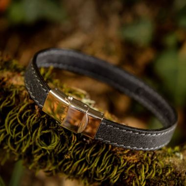 Bracelet en cuir de Cerf - Un tour gris