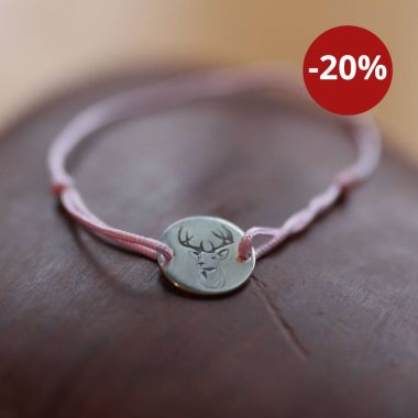 Chambord x Deux bécasses - Silver cord bracelet 925 medal deer 